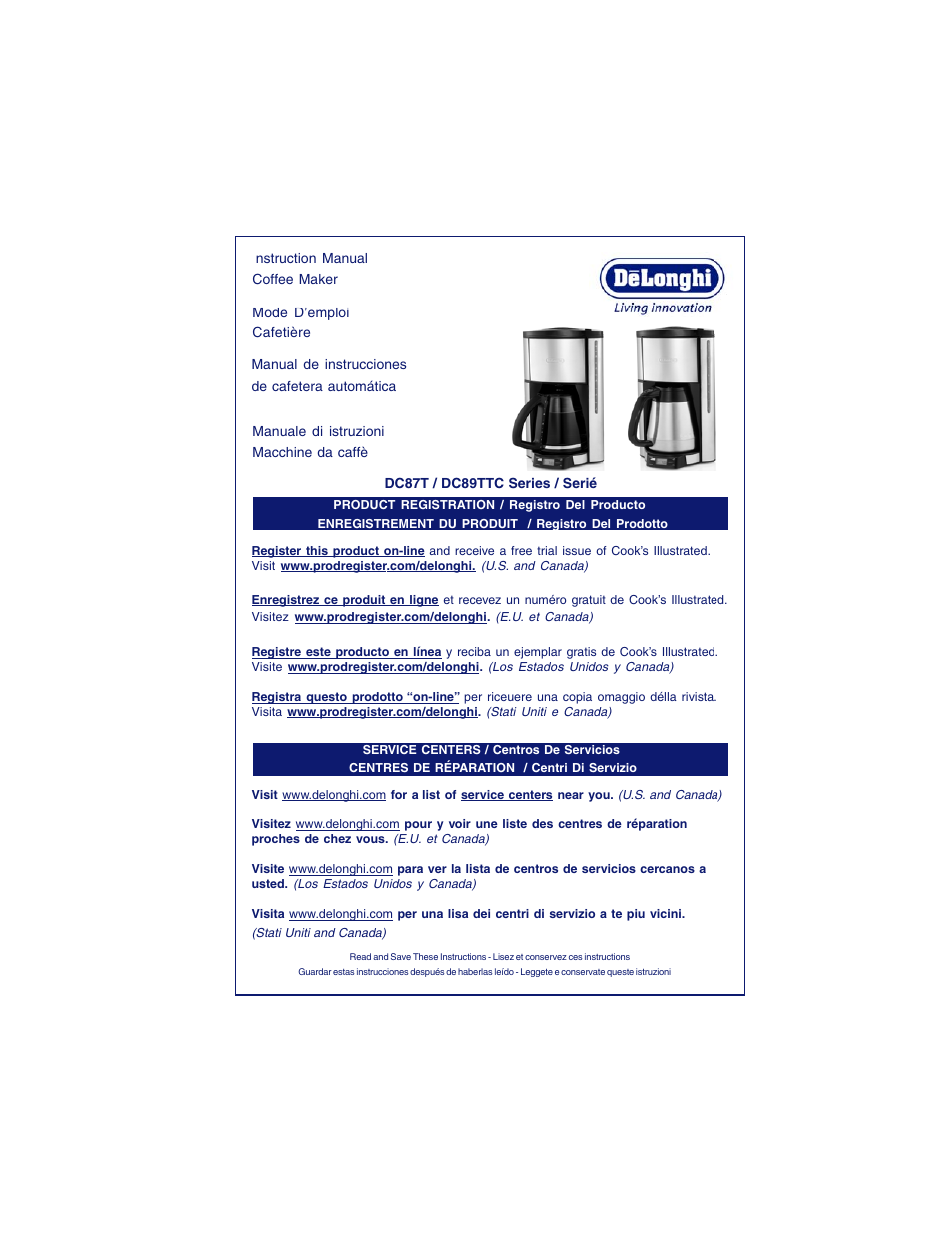 DeLonghi DC87T Series User Manual | 19 pages