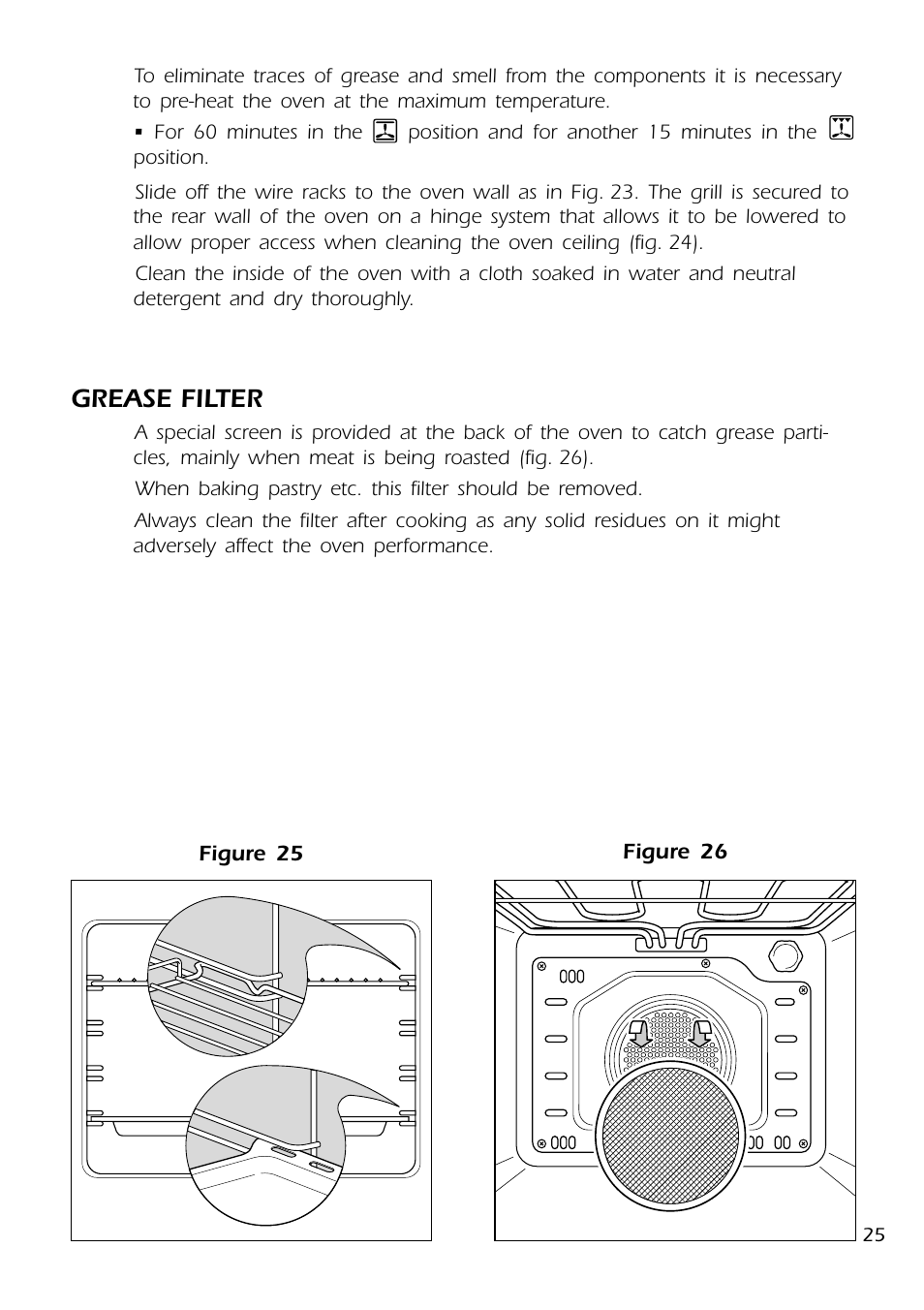 Grease filter | DeLonghi DMFPSII User Manual | Page 25 / 36