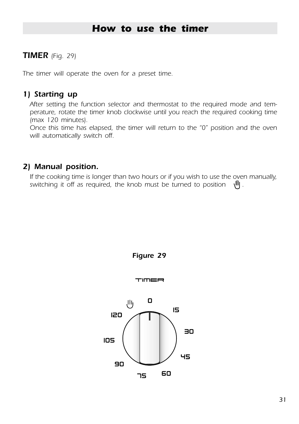 How to use the timer, Timer | DeLonghi DMFPSII User Manual | Page 31 / 36