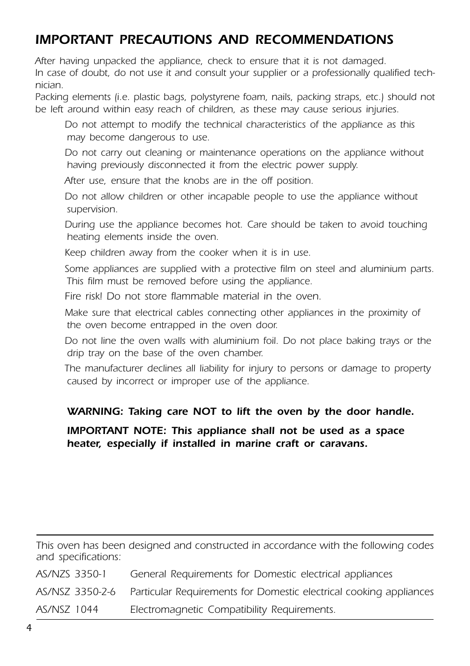 Important precautions and recommendations | DeLonghi DMFPSII User Manual | Page 4 / 36