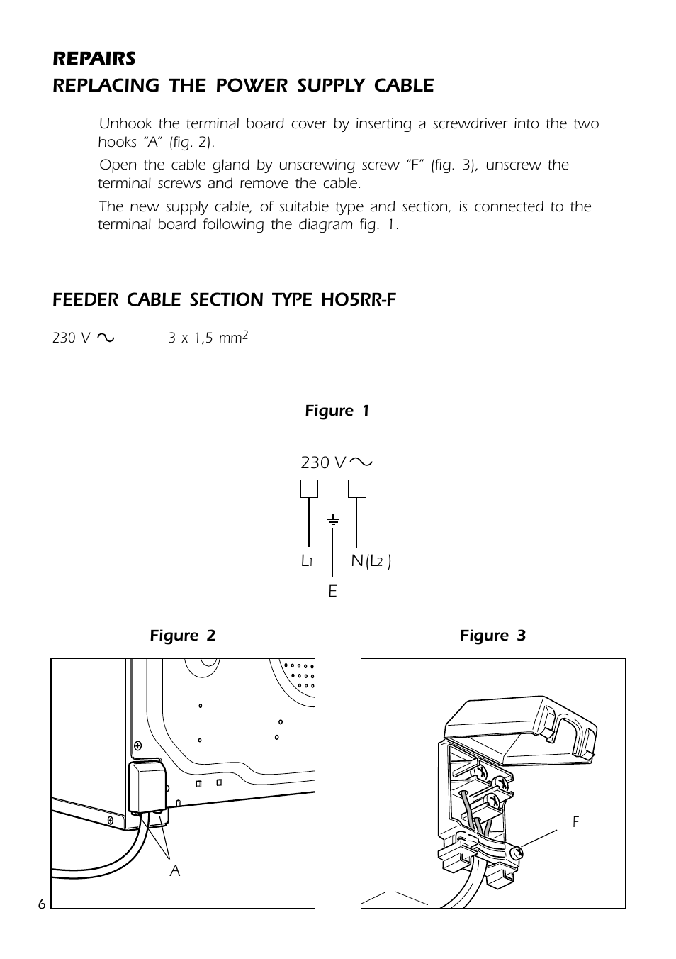 Repairs replacing the power supply cable | DeLonghi DMFPSII User Manual | Page 6 / 36