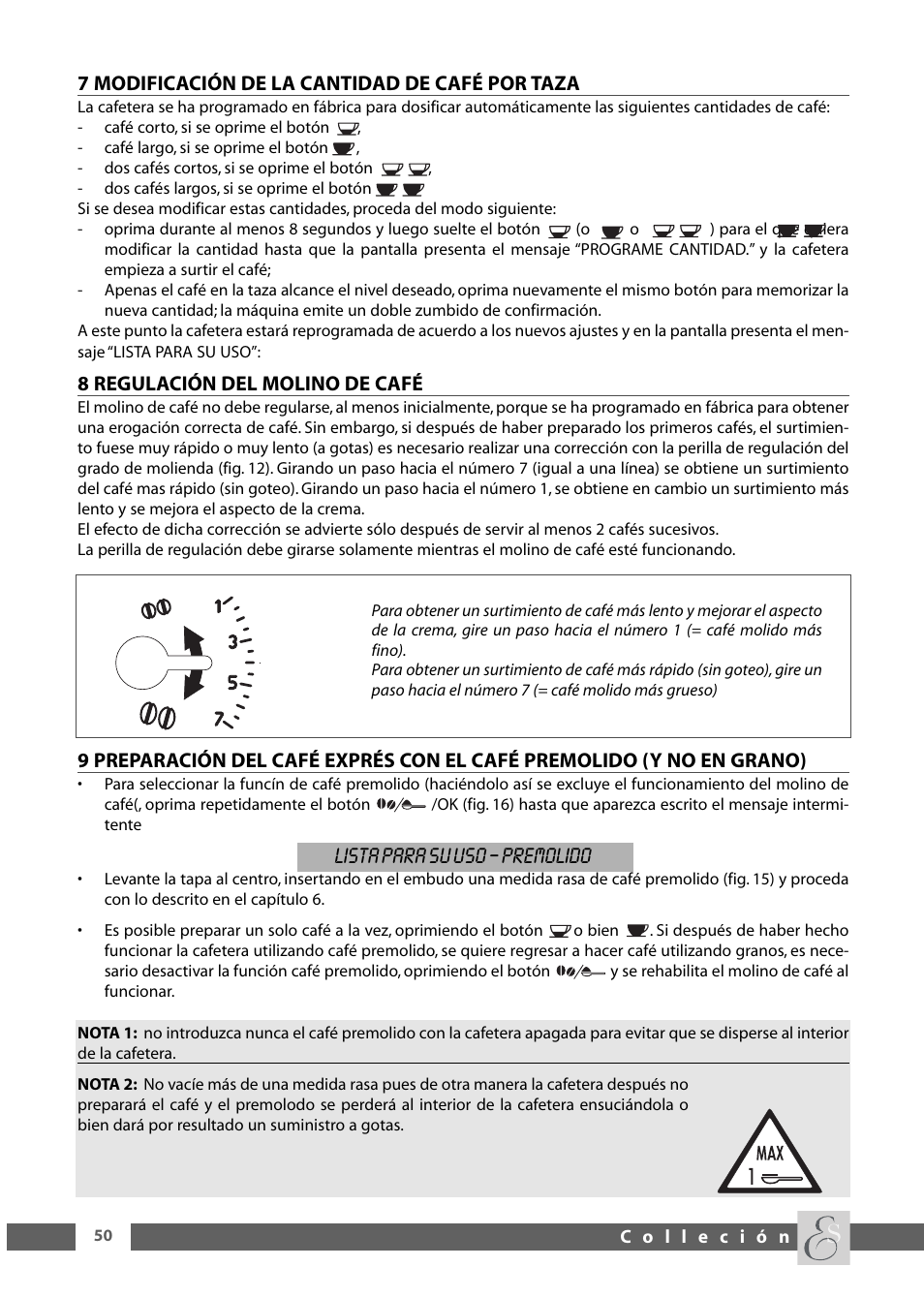 Lista para su uso – premolido | DeLonghi ESAM6600 User Manual | Page 32 / 45