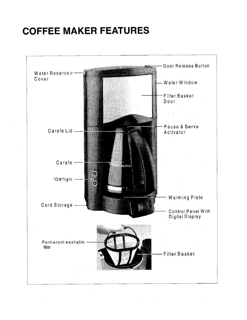 Coffee maker features | DeLonghi DC76T User Manual | Page 4 / 12