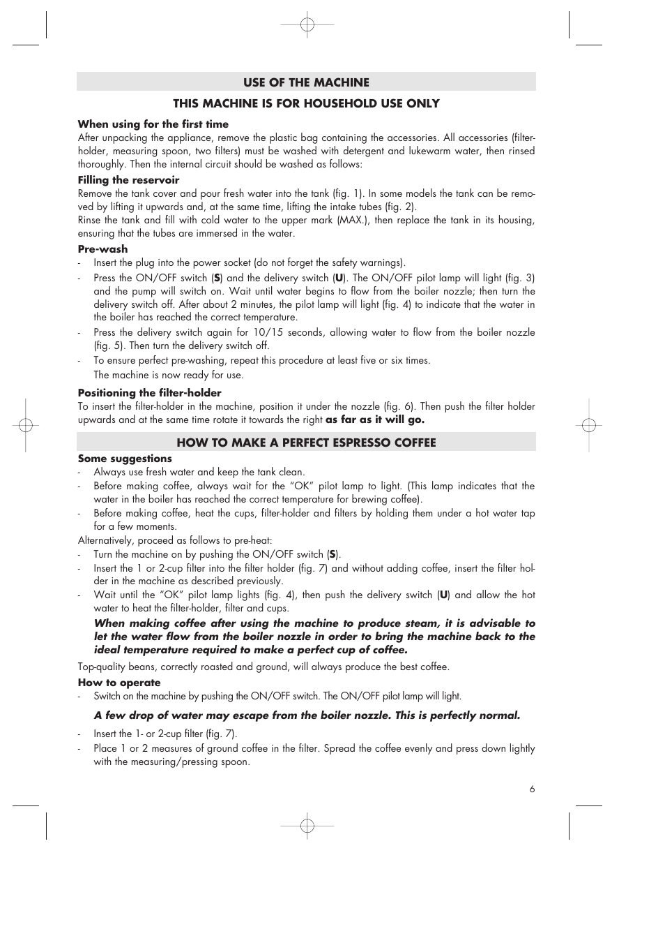 DeLonghi Pump-driven Coffee Maker User Manual | Page 6 / 10