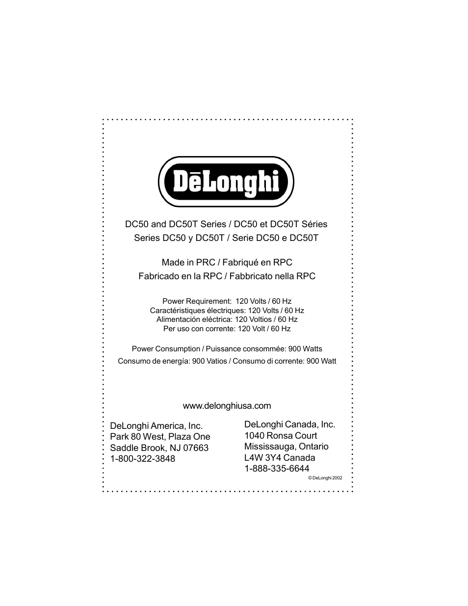 DeLonghi DC50 User Manual | Page 42 / 42