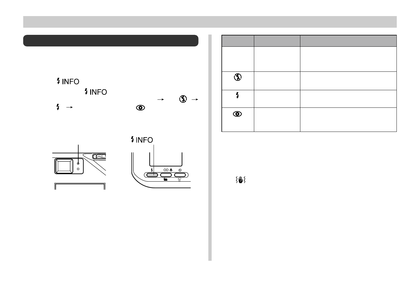 E-56, Using the flash, Camera shake indicator | Press | Casio QV-3EX User Manual | Page 55 / 122