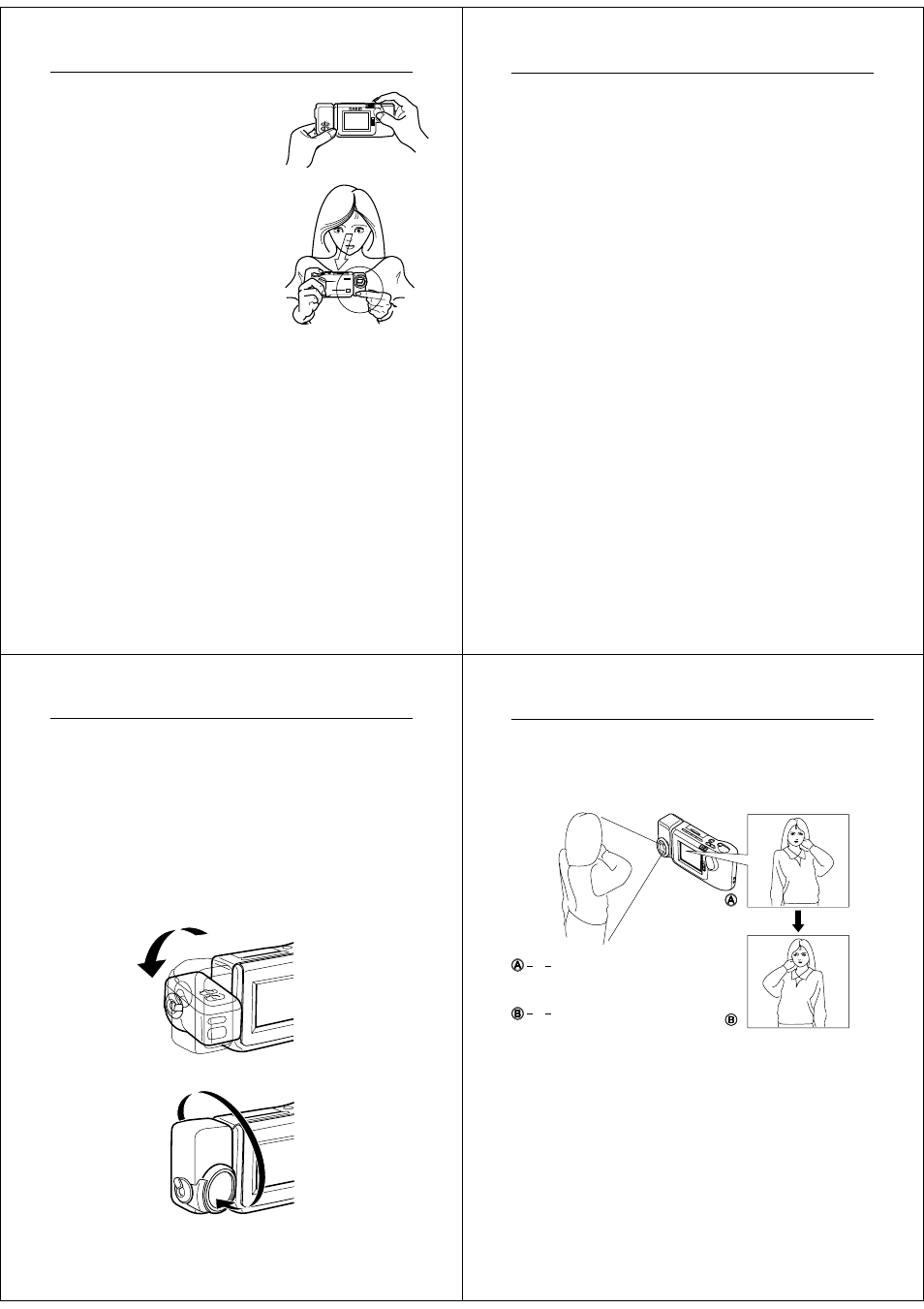How to avoid hand movement, Fluorescent lighting, Infrared light | Shooting images outdoors, Changing the lens orientation | Casio QV-30 User Manual | Page 6 / 18