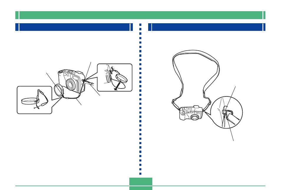 Using the lens cap, Attaching the neck strap, E-21 | Casio QV-3000EX/Ir User Manual | Page 21 / 121