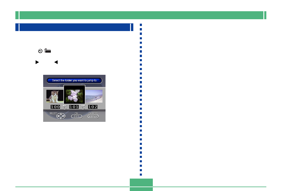Selecting a folder for playback, E-88 | Casio QV-3000EX/Ir User Manual | Page 88 / 121