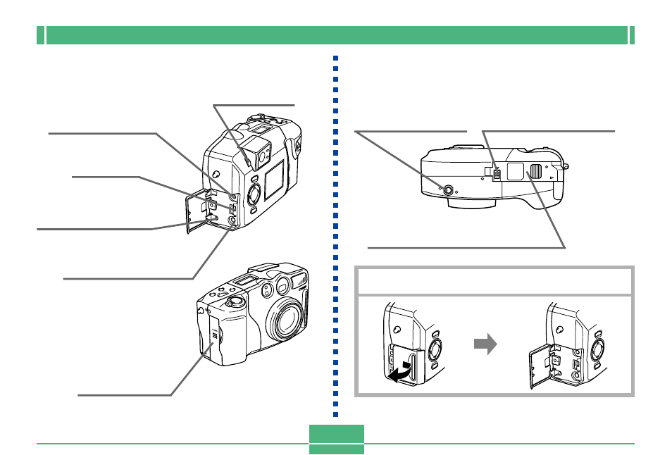 Side, Bottom, E-20 | Open terminal panel cover, Side bottom | Casio QV-3500EX 1 User Manual | Page 20 / 47