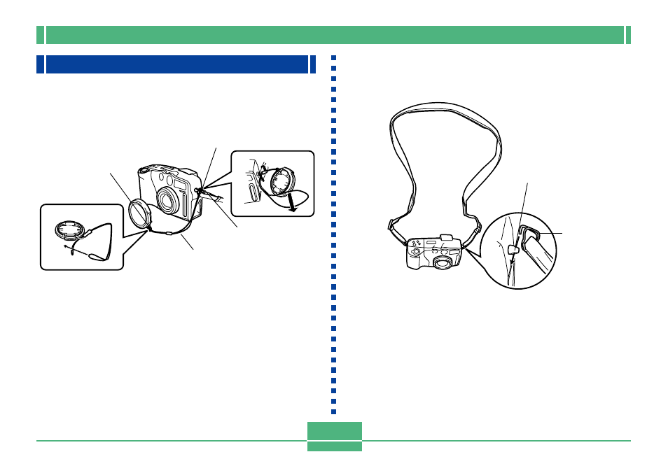 Using the bundled accessories, Using the lens cap, Attaching the neck strap | E-30 | Casio QV-3500EX 1 User Manual | Page 30 / 47
