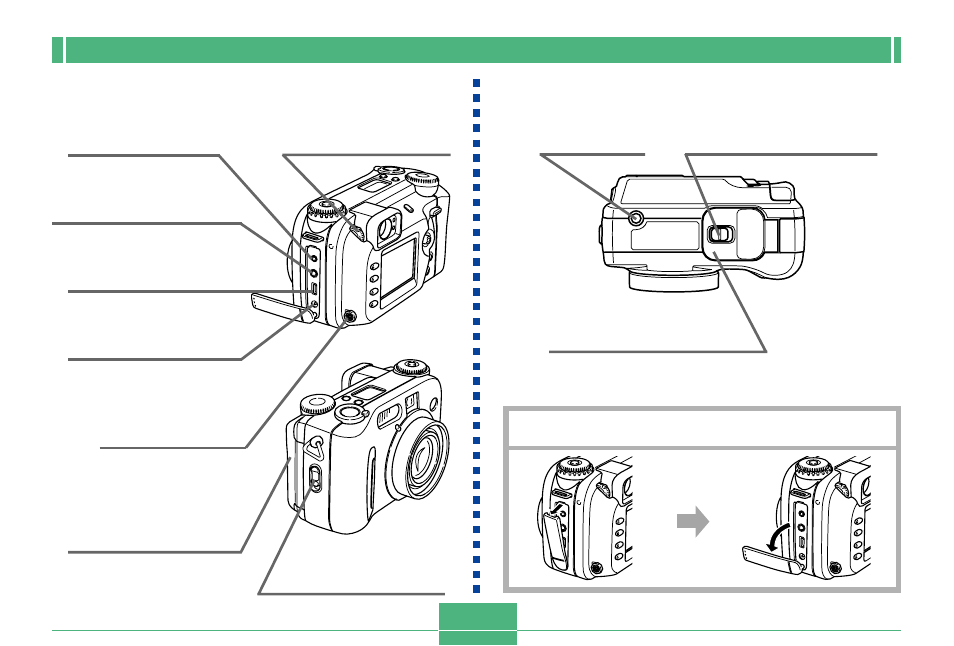 Side, Bottom, E-19 open terminal panel cover side bottom | Casio QV-4000 1 User Manual | Page 19 / 53