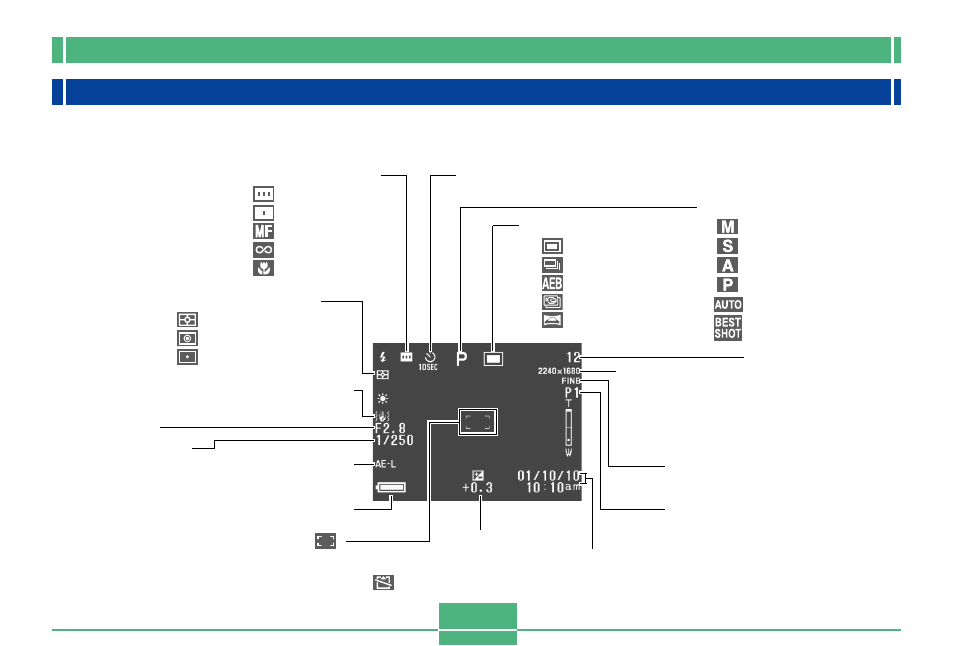 Monitor screen indicators, Rec mode, E-22 | Casio QV-4000 1 User Manual | Page 22 / 53
