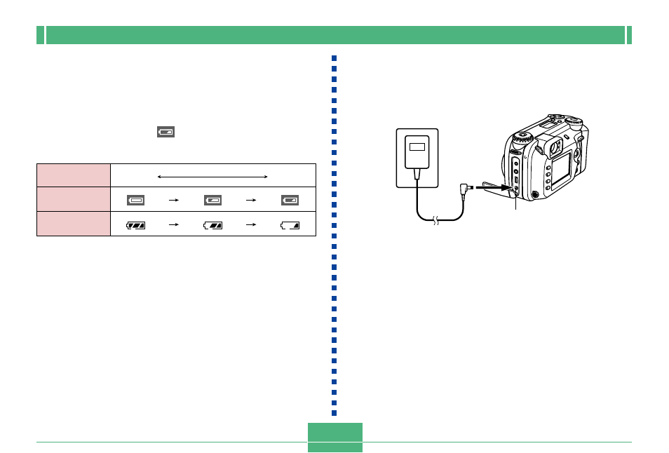Low battery indicator, Using ac power, E-33 using ac power | Casio QV-4000 1 User Manual | Page 33 / 53