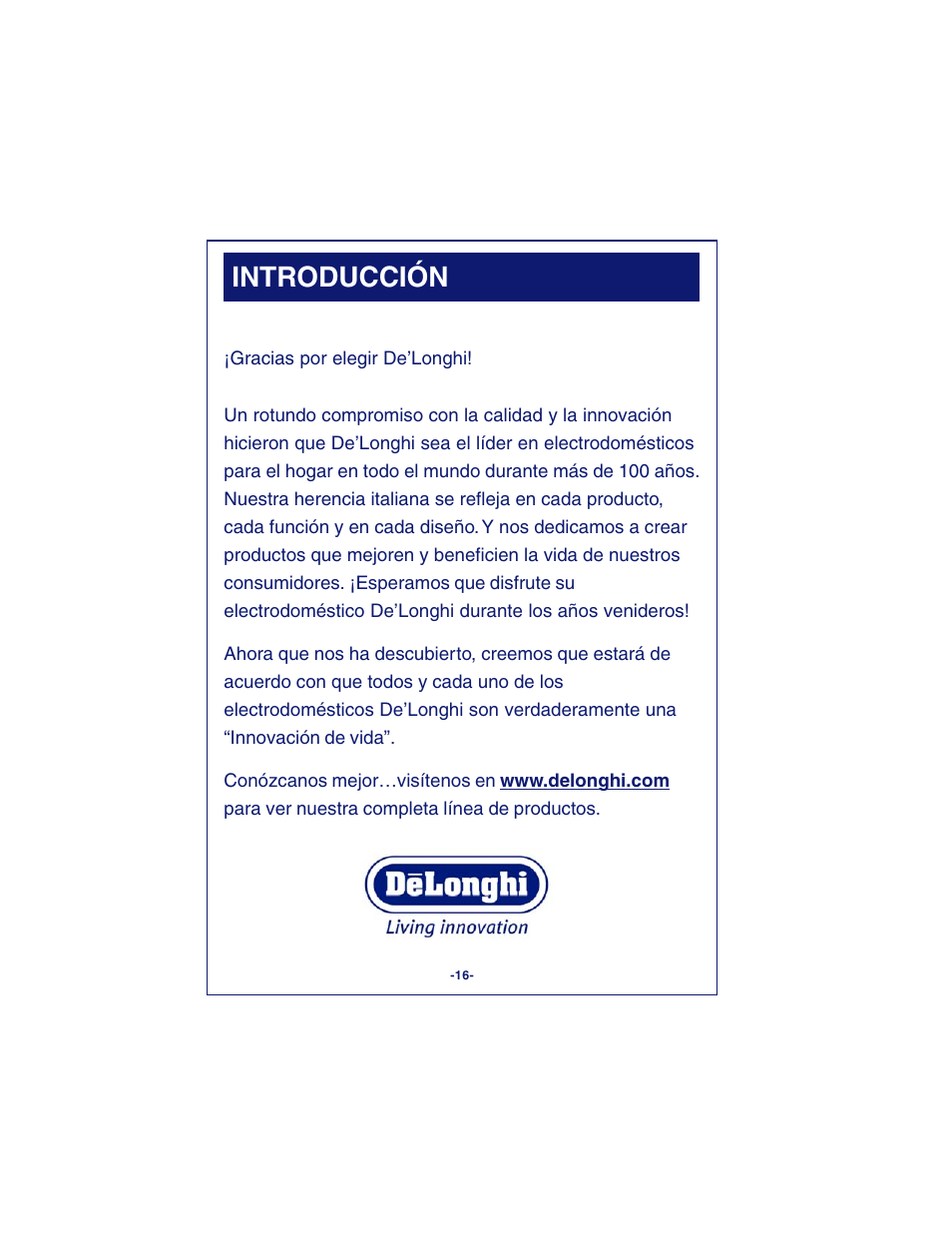Introducción | DeLonghi DCM900 User Manual | Page 16 / 58