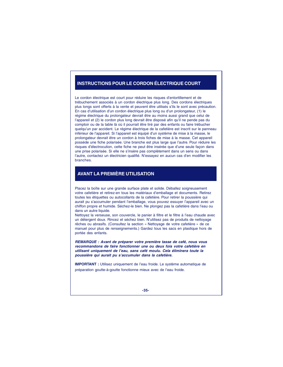 DeLonghi DCM900 User Manual | Page 35 / 58