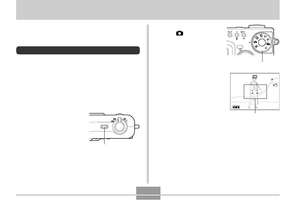 Basic image recording, Recording an image, Align the mode dial with (snapshot mode) | Press the power button to turn on the camera | Casio QV-R3 1 User Manual | Page 38 / 52