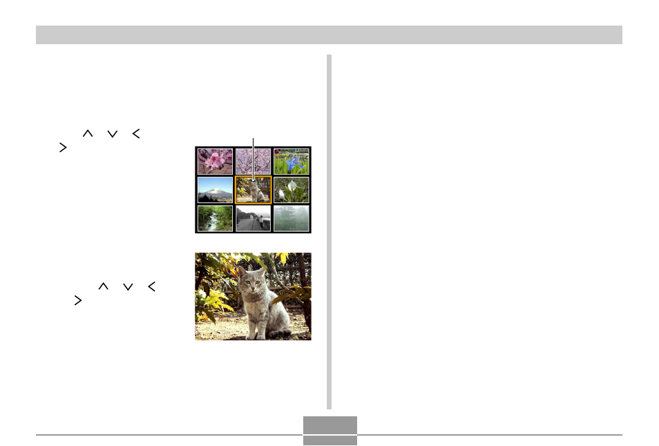 Selecting a specific image in the 9-image view, Selecting a specific image in the 9-image view 1 | Casio QV-R3 2 User Manual | Page 36 / 51