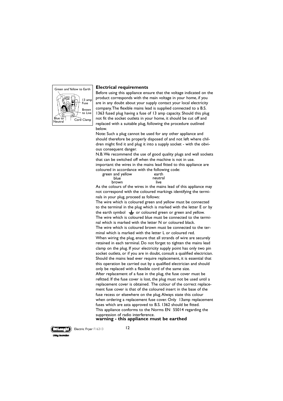 DeLonghi F16313 User Manual | Page 12 / 13