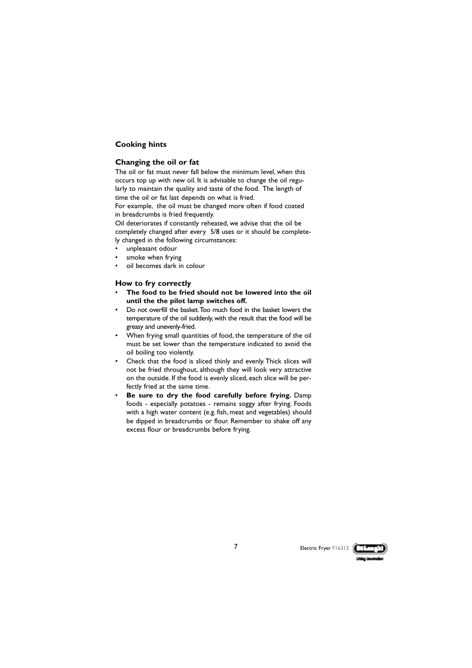 DeLonghi F16313 User Manual | Page 7 / 13