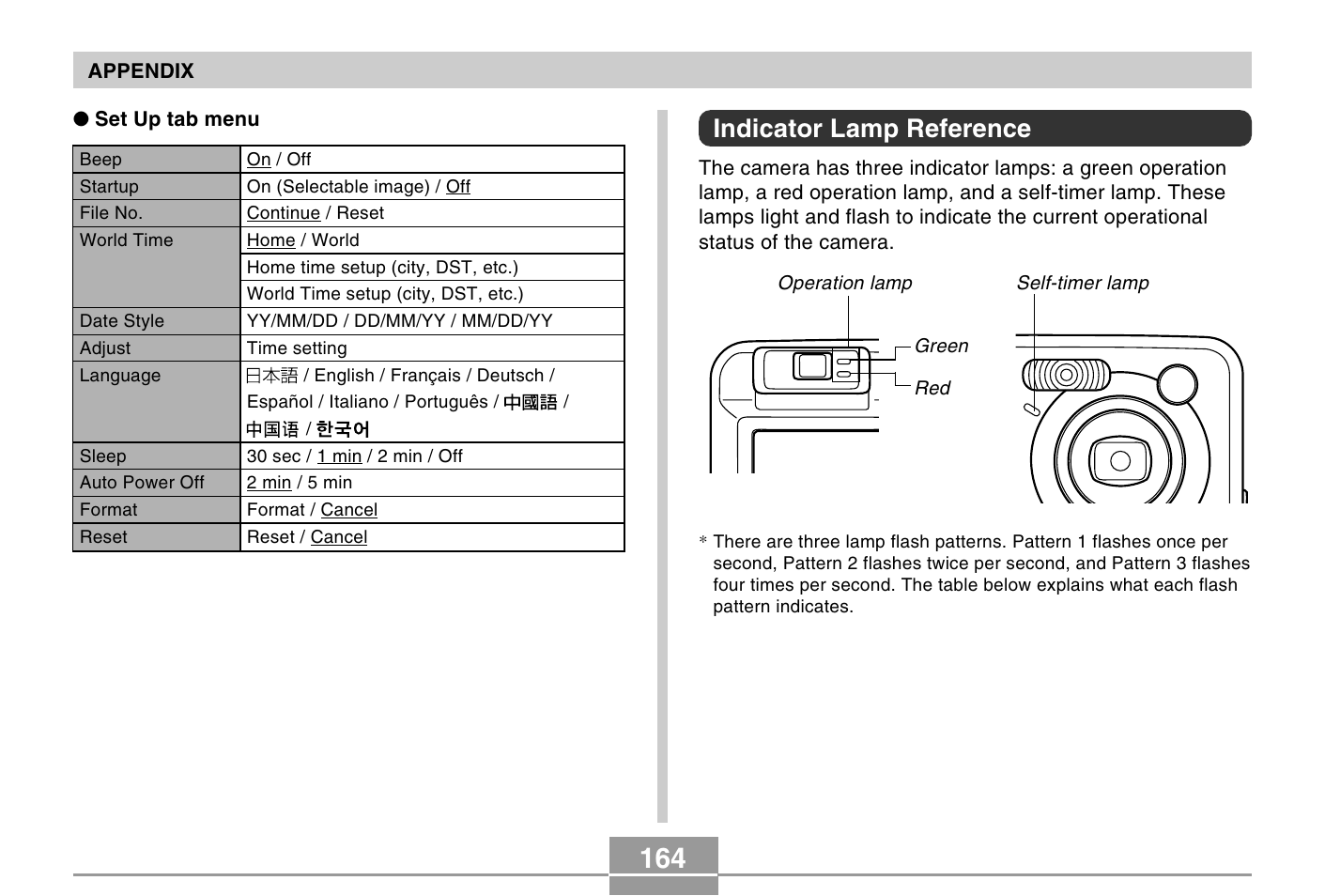 Indicator lamp reference | Casio QV-R40 7 User Manual | Page 48 / 59
