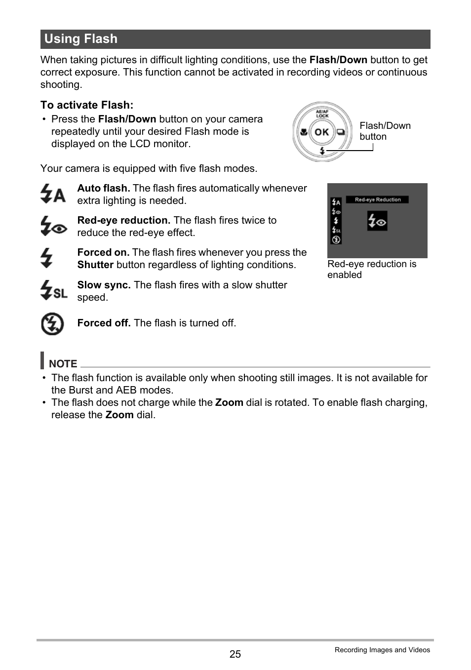 Using flash | Casio QV-R80 User Manual | Page 25 / 94