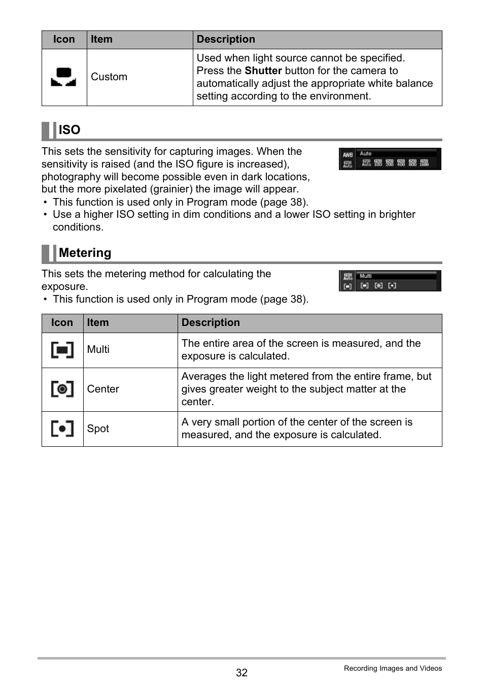 Iso metering | Casio QV-R80 User Manual | Page 32 / 94