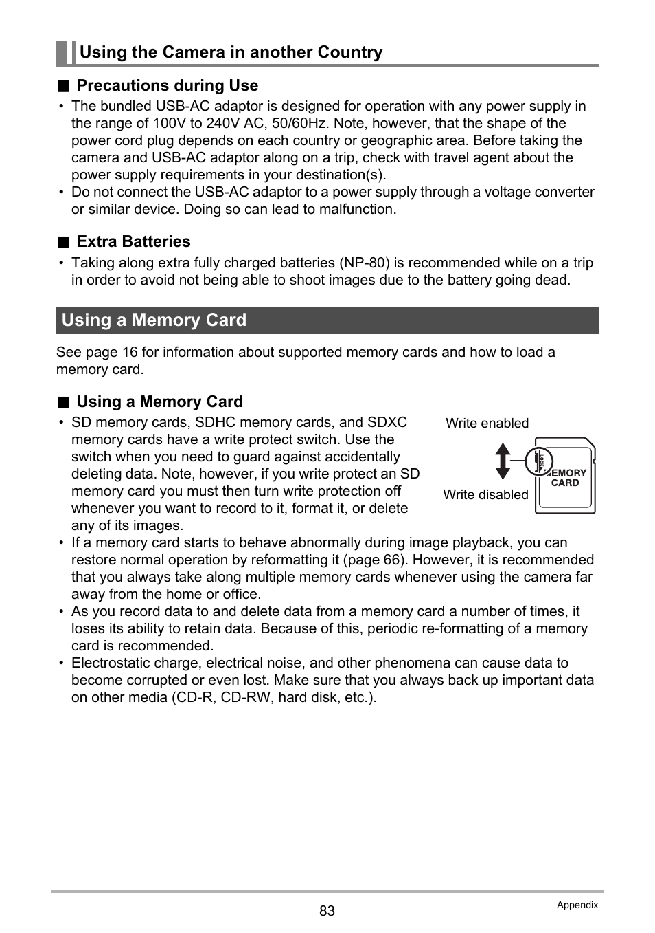 Using a memory card | Casio QV-R80 User Manual | Page 83 / 94