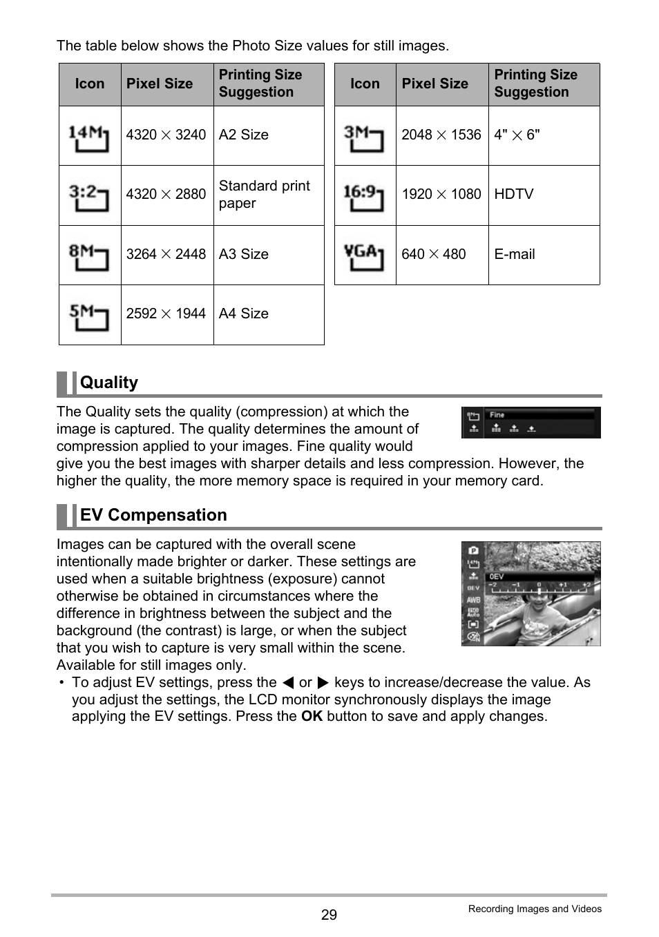 Quality ev compensation | Casio QV-R100 User Manual | Page 29 / 89