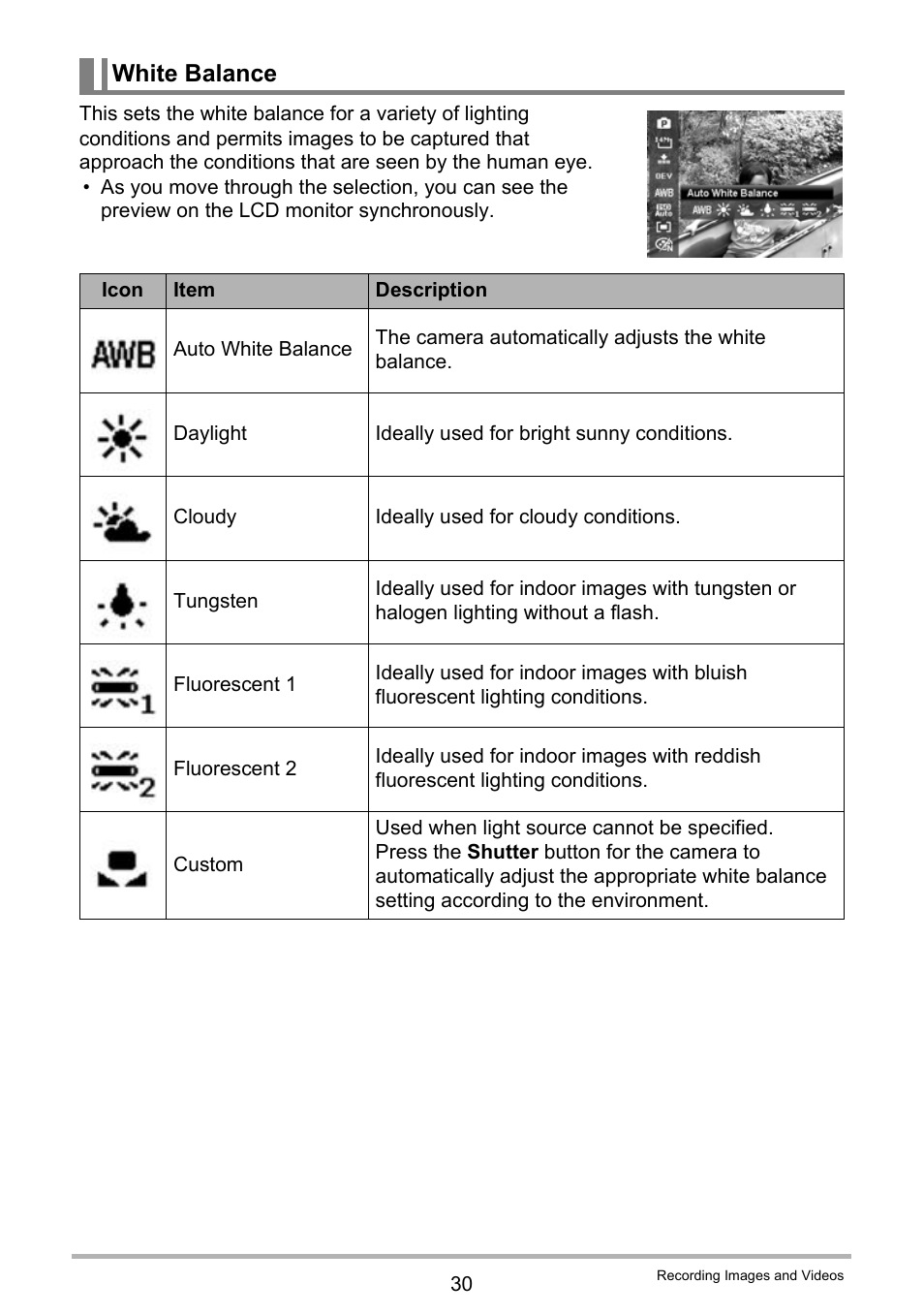 White balance | Casio QV-R100 User Manual | Page 30 / 89