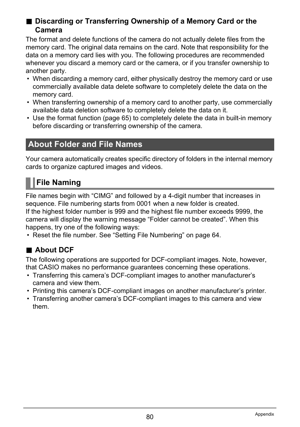 About folder and file names | Casio QV-R100 User Manual | Page 80 / 89