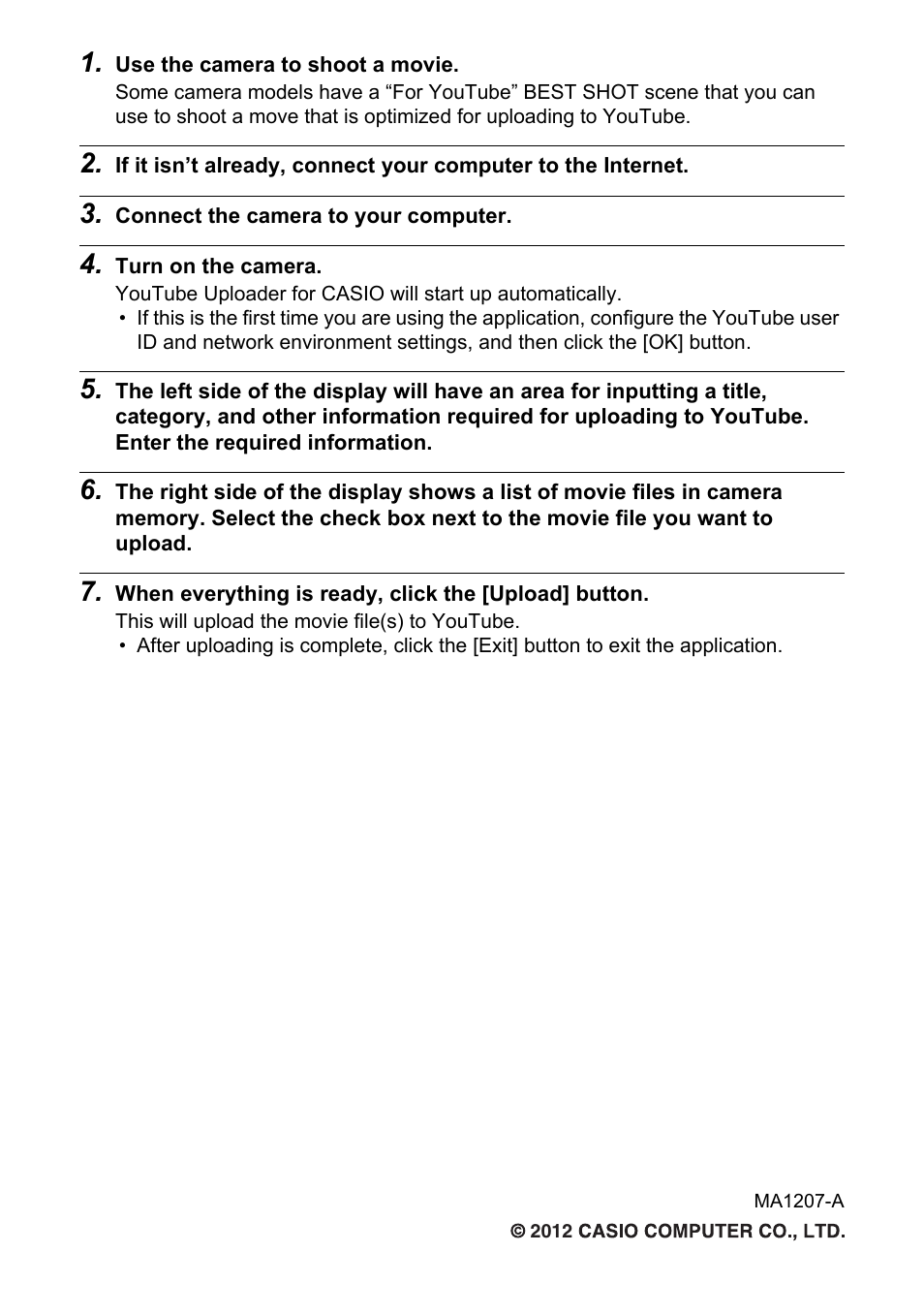 Casio YouTube Uploader for CASIO User Manual | Page 2 / 2