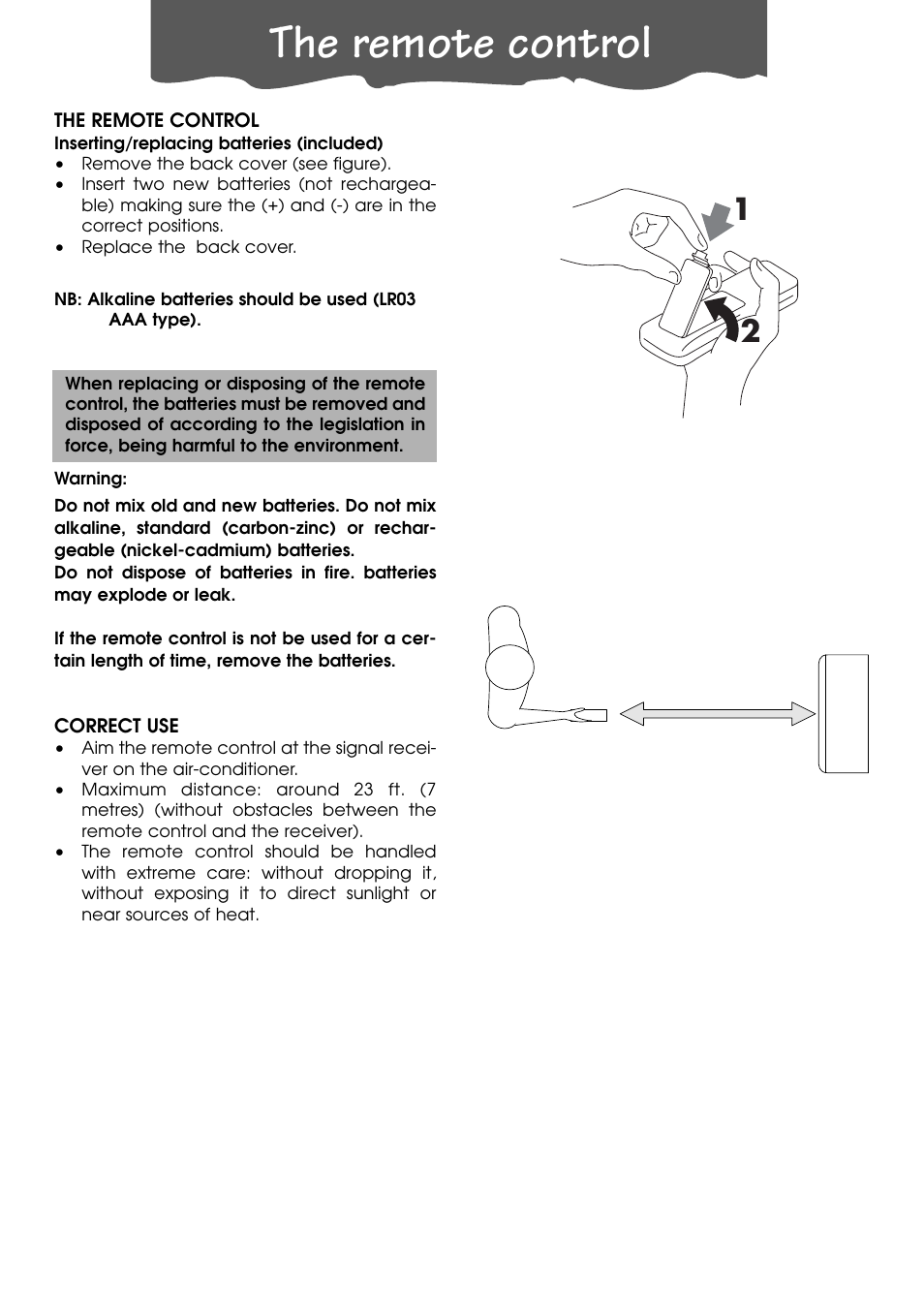 The remote control | DeLonghi PACL90 User Manual | Page 10 / 18