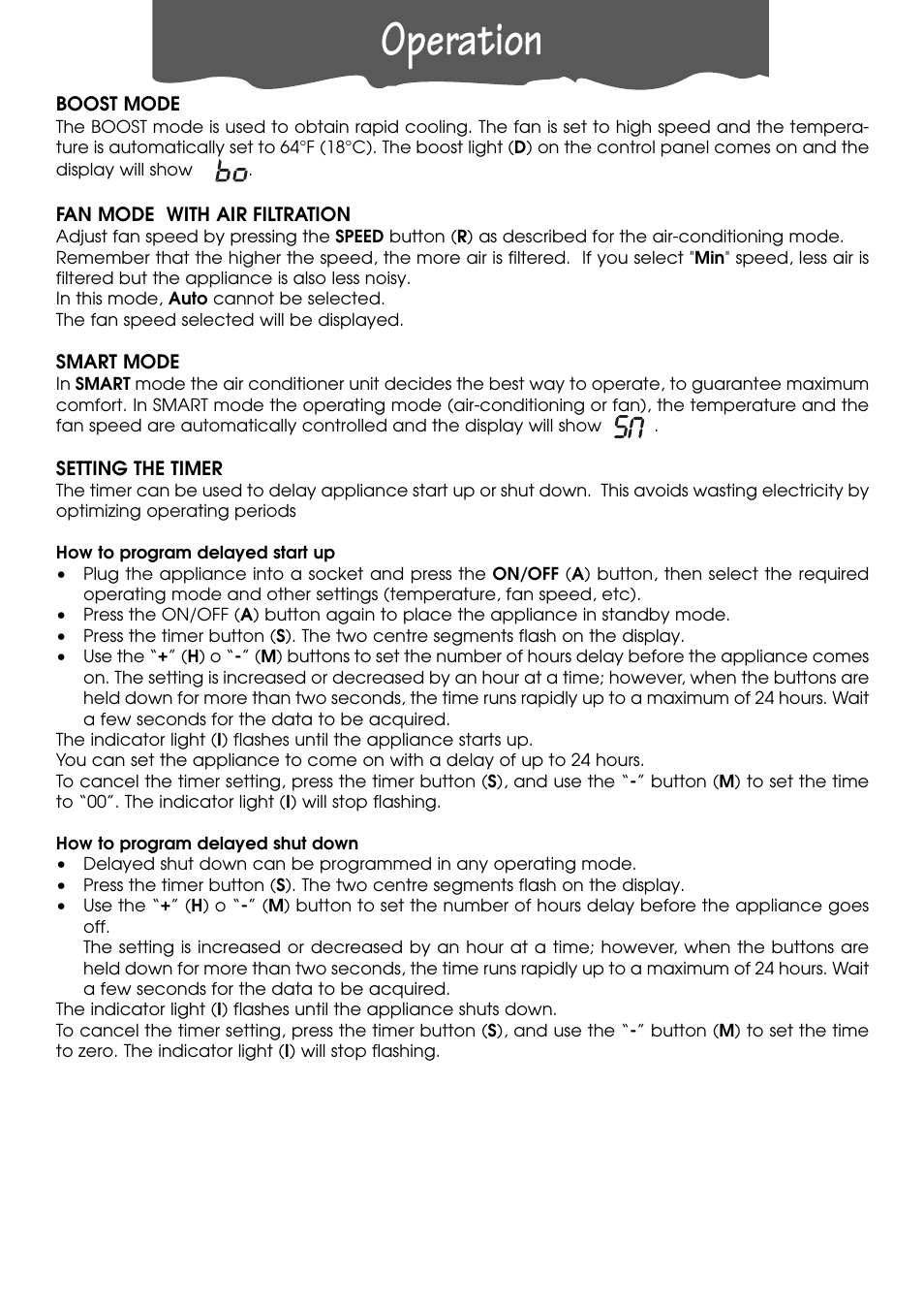 Operation | DeLonghi PACL90 User Manual | Page 9 / 18