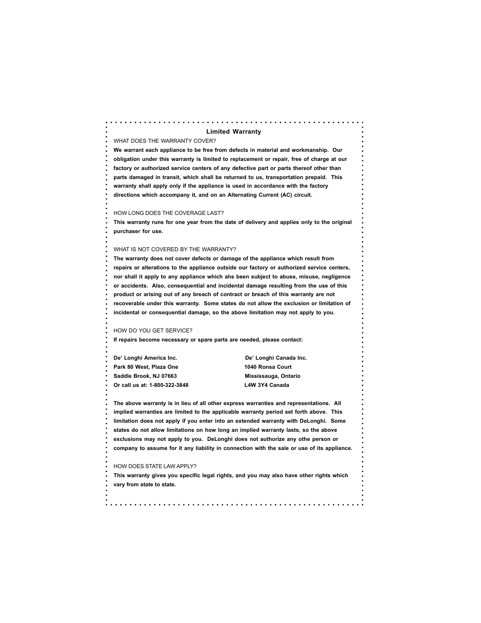 DeLonghi DC54TC User Manual | Page 46 / 50