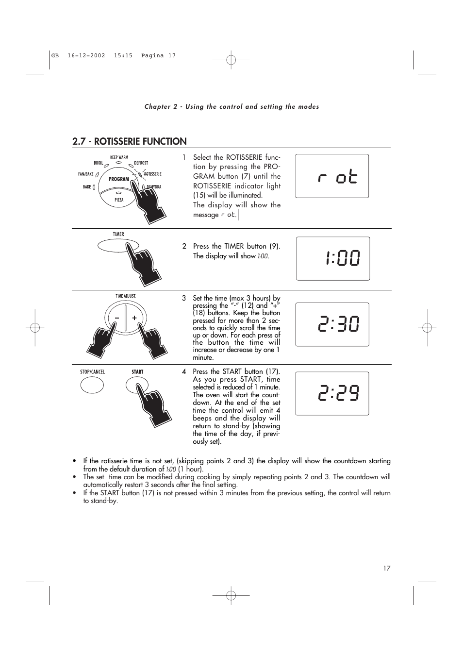 7 - rotisserie function | DeLonghi AD1099 User Manual | Page 17 / 21