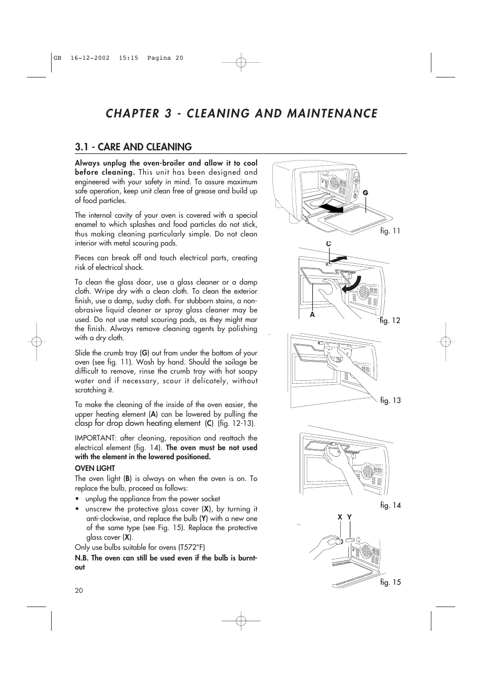 1 - care and cleaning | DeLonghi AD1099 User Manual | Page 20 / 21