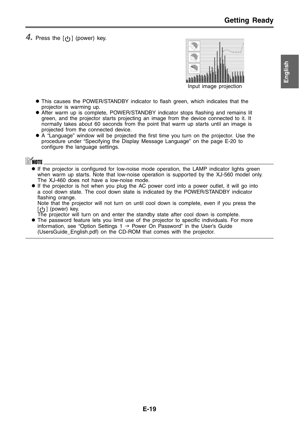 Getting ready | Casio XJ-460 Basic Operations User Manual | Page 19 / 32