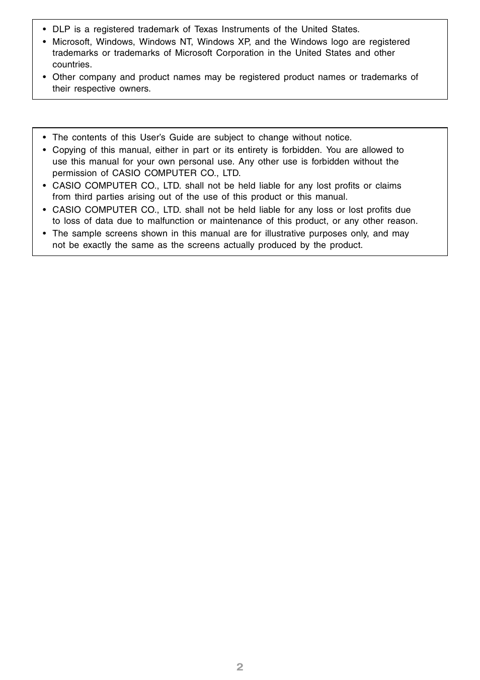 Casio XJ-S30 User Guide User Manual | Page 2 / 36