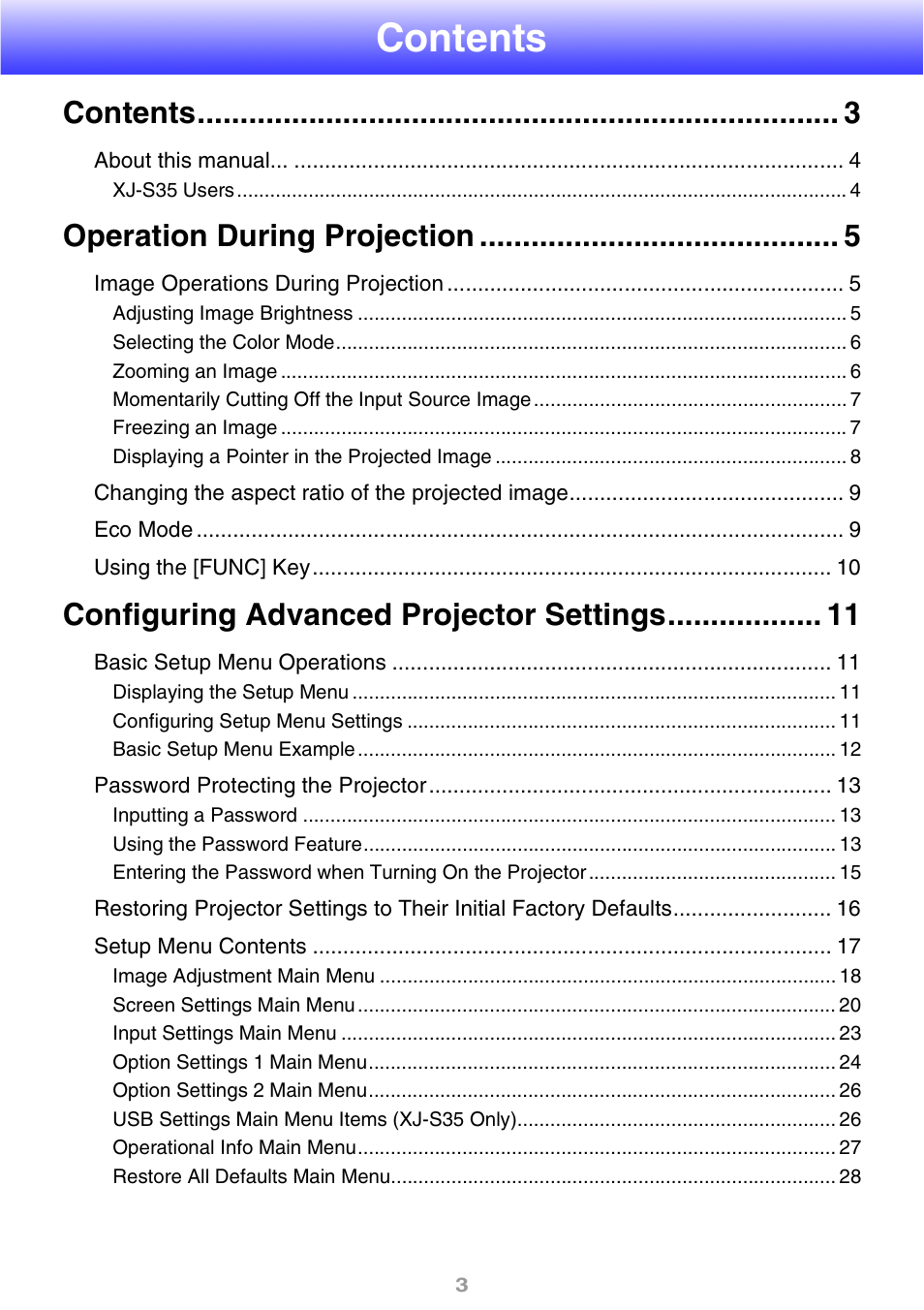 Casio XJ-S30 User Guide User Manual | Page 3 / 36