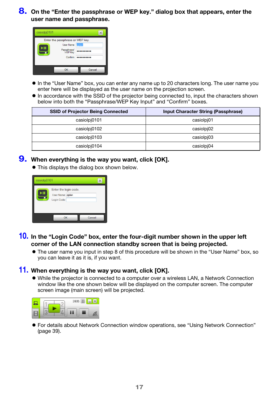 Casio XJ-UT310WN Network Function Guide User Manual | Page 17 / 79