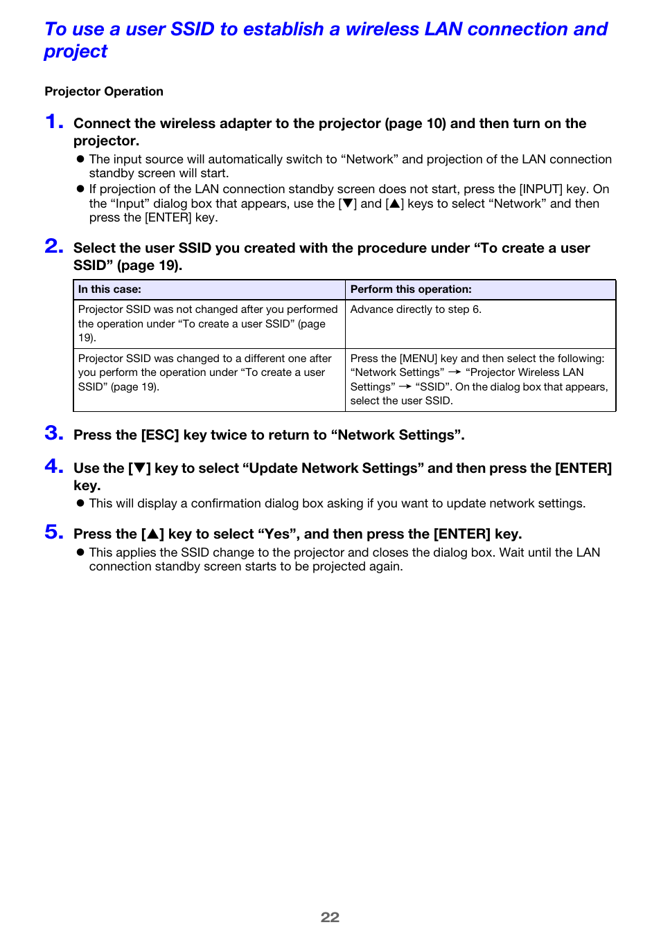 E 22) | Casio XJ-UT310WN Network Function Guide User Manual | Page 22 / 79