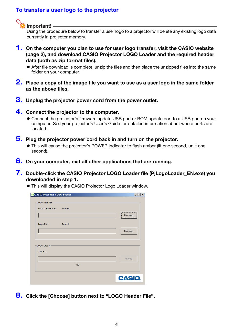 Casio Logo Transfer User Manual | Page 4 / 6