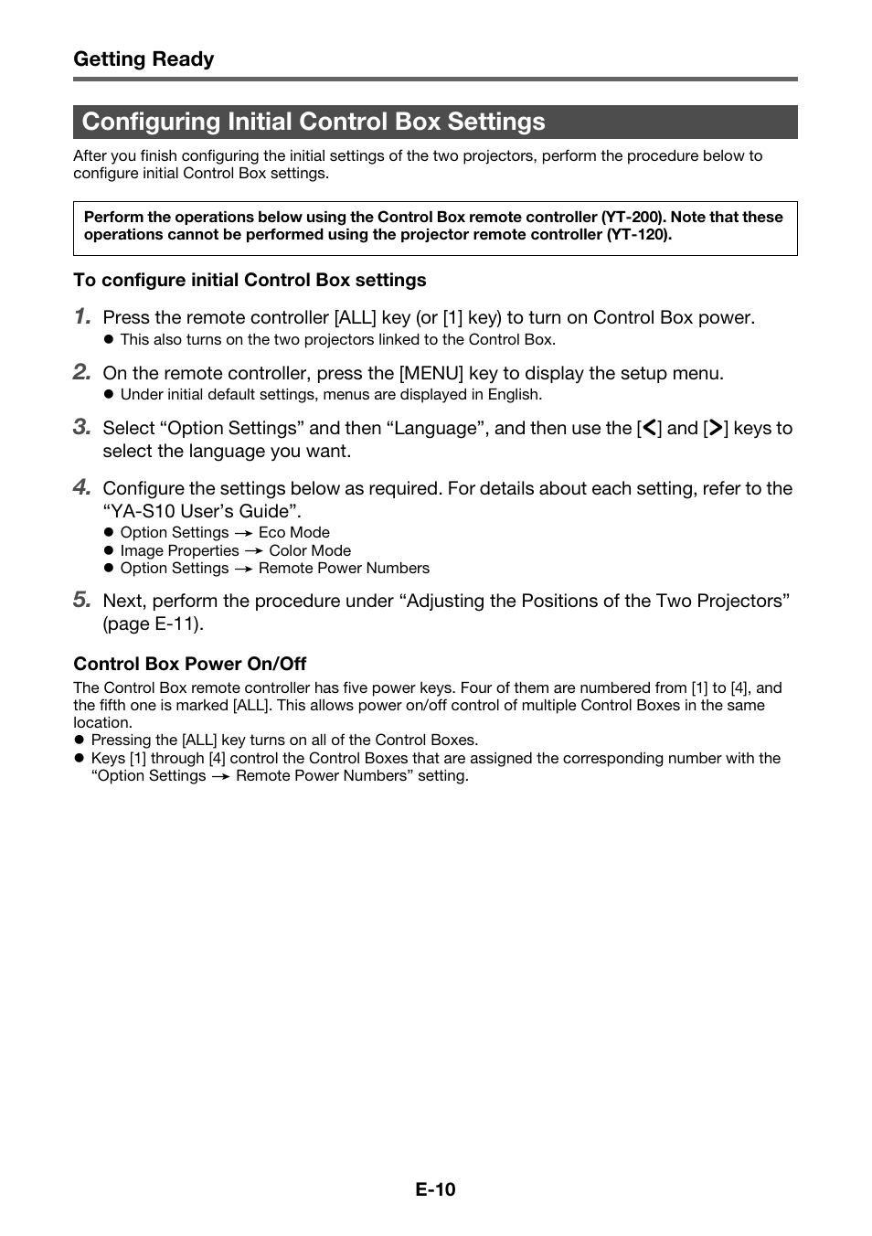 Configuring initial control box settings | Casio XJ-SK600 User Manual | Page 11 / 19