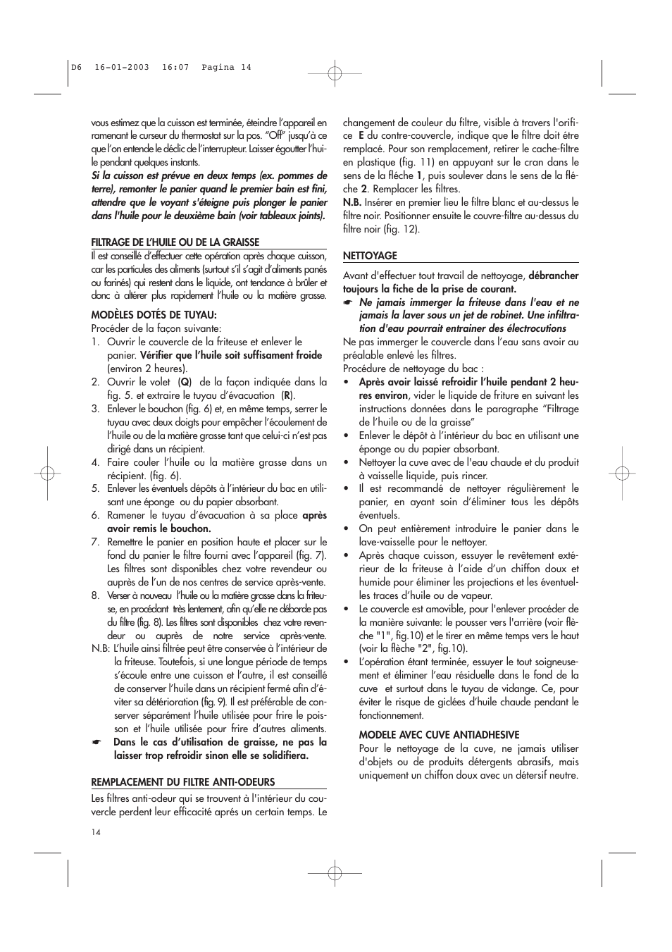 DeLonghi Electric Deep Fryer User Manual | Page 14 / 31