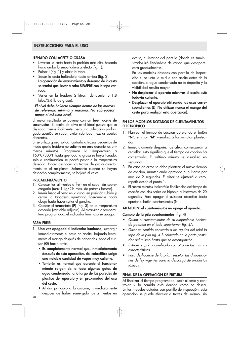 DeLonghi Electric Deep Fryer User Manual | Page 20 / 31