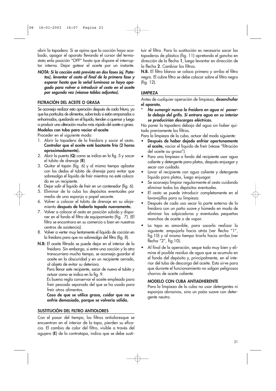 DeLonghi Electric Deep Fryer User Manual | Page 21 / 31