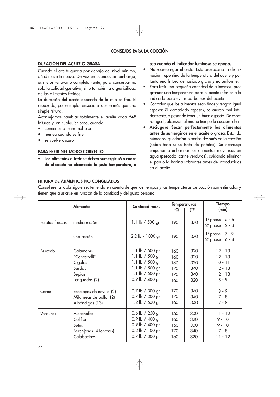 DeLonghi Electric Deep Fryer User Manual | Page 22 / 31