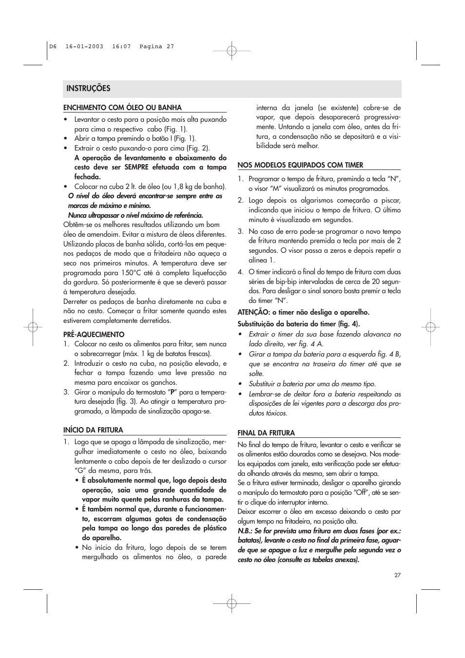 DeLonghi Electric Deep Fryer User Manual | Page 27 / 31