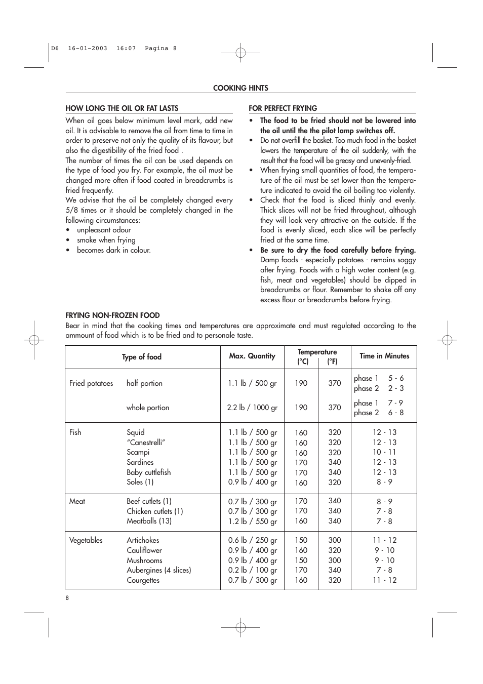 DeLonghi Electric Deep Fryer User Manual | Page 8 / 31